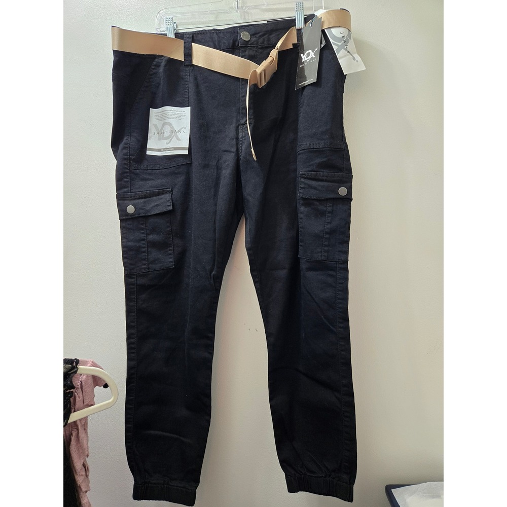 YDX Smart Jeans Black Cargo Jogger Pants Belted Casual Comfort‎